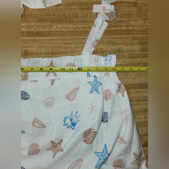 LOFT Sleep Seashell Star Fish Women’s Medium White Bow Tie Straps Top Blouse - Picture 8 of 10